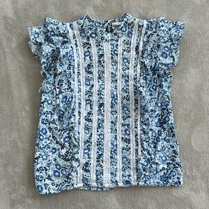 Veronica Beard blue and white floral blouse, size 2